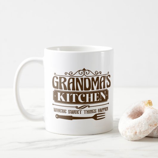 Cute Grandma's kitchen word art  コーヒーマグカップ (ドーナツ)
