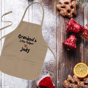 Cute Grandmas Little Helper Script Heart 子供用エプロン