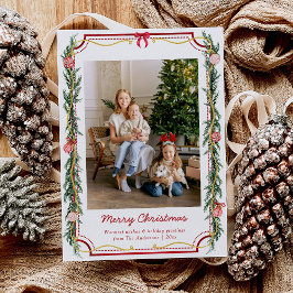 Cute Grandmillennial Greenery Christmas 3 Photo  シーズンカード