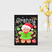 Cute Granny Gingerbread Family Matching Christmas  カード (黄色い花)