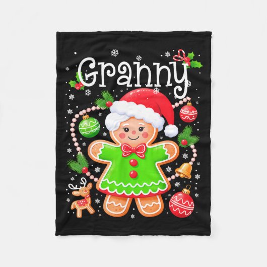 Cute Granny Gingerbread Family Matching Christmas  フリースブランケット (正面)