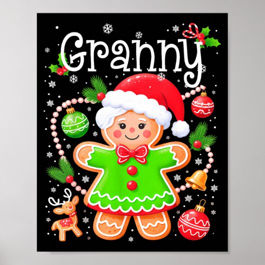 Cute Granny Gingerbread Family Matching Christmas  ポスター (正面)