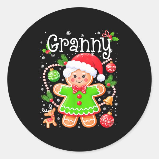 Cute Granny Gingerbread Family Matching Christmas  ラウンドシール (正面)