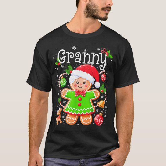 Cute Granny Gingerbread Family Matching Christmas  Tシャツ (正面)