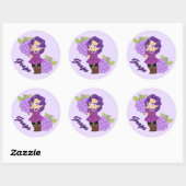 Cute Grape Theme Chibi with Grape Background ラウンドシール (シート)
