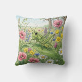 Cute Grasshopper And Flowers Tiny Insects  クッション (裏面)