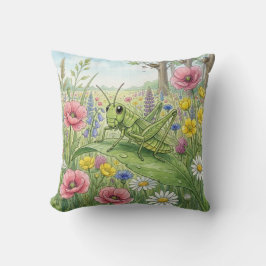 Cute Grasshopper And Flowers Tiny Insects  クッション