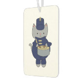 Cute Gray Cat Marching Band Drummer  カーエアーフレッシュナー (左)