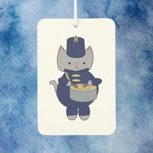 Cute Gray Cat Marching Band Drummer  カーエアーフレッシュナー