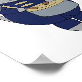 Cute Gray Cat Marching Band Drummer Illustration ポスター (角)