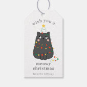 Cute Gray Cat Meowy Christmas Custom Holiday ギフトタグ (正面)