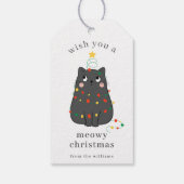 Cute Gray Cat Meowy Christmas Custom Holiday ギフトタグ (裏面)