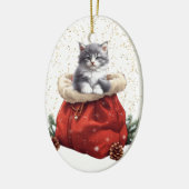 Cute Gray Kitten Christmas Gift Bag セラミックオーナメント (左)