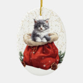 Cute Gray Kitten Christmas Gift Bag セラミックオーナメント (正面)