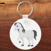 Cute Gray Pony Cartoon Whimsical Horse キーホルダー (正面)