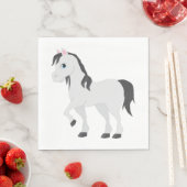 Cute Gray Pony Cartoon Whimsical Horse スタンダードランチョンナプキン (インサイチュ)