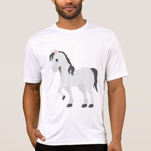 Cute Gray Pony Cartoon Whimsical Horse Tシャツ (正面)