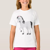 Cute Gray Pony Cartoon Whimsical Horse Tシャツ (正面)