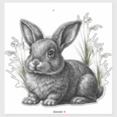 Cute Gray Rabbit Among the Grass シール (シート)
