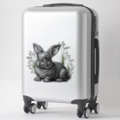 Cute Gray Rabbit Among the Grass シール (スーツケース)