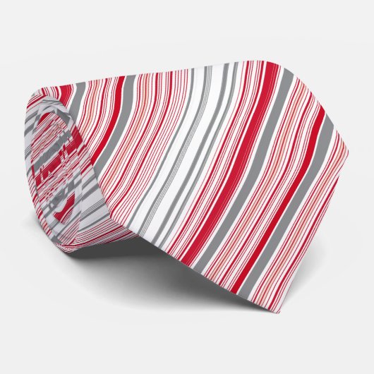 Cute gray red stripes ネクタイ (ロール)