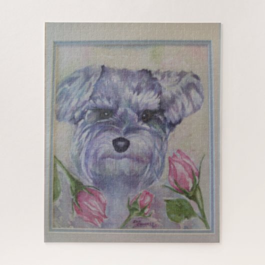 Cute Gray Schnauzer Puppy ジグソーパズル (縦)