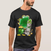 Cute Gray Tabby Cat Shamrock Irish Saint St Patric Tシャツ (正面)