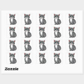 Cute Gray Tabby Cat Sticker – Adorable Cartoon Kit スクエアシール (シート)