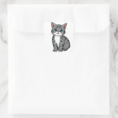 Cute Gray Tabby Cat Sticker – Adorable Cartoon Kit スクエアシール (バッグ)