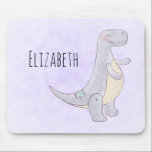 Cute Gray Tyrannosaurus Rex Dinosaur Toy マウスパッド<br><div class="desc">A mouse pad with a cute illustration featuring a grayish purple dinosaur.</div>
