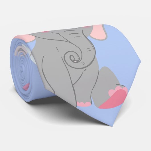 Cute Gray White Elephant Mouse Peanut Cheese ネクタイ (ロール)
