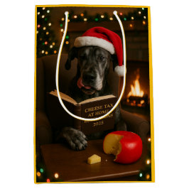 Cute Great Dane Cheese Tax Christmas gift bag  ミディアムペーパーバッグ