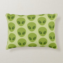 Cute Green Alien Heads Pattern アクセントクッション