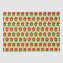 Cute Green Alien in Santa Hat Pattern 薄葉紙