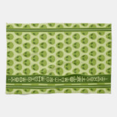 Cute Green Alien Pattern with Your Name in Glyphs キッチンタオル (横)