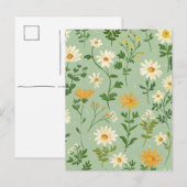 Cute Green Botanical Flowers Floral Card. ポストカード (正面/裏面)