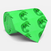 Cute Green chameleon lizard art illustration ネクタイ (ロール)