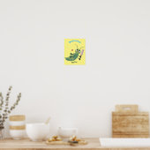 Cute green cricket insect cartoon illustration ポスター (キッチン)