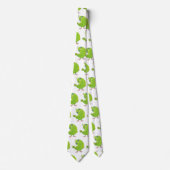 Cute green curious parakeet cartoon illustration ネクタイ (正面)