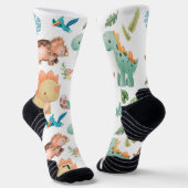 Cute Green Dinosaur ソックス (傾斜あり)