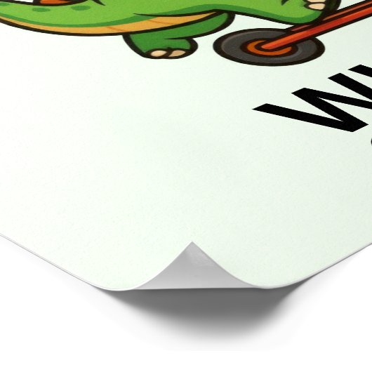 Cute Green Dinosaur ポスター (角)