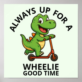 Cute Green Dinosaur ポスター