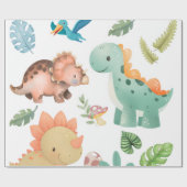 Cute green dinosaur ラッピングペーパー (フラット)