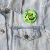Cute Green Dinosaur 7th Birthday 缶バッジ (インサイチュ)