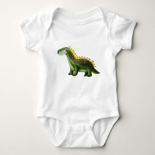 Cute Green Dinosaur Baby Bodysuit - Adorable Dino  ベビーボディスーツ (正面)