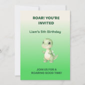 Cute Green Dinosaur Birthday Invitation | Personal 招待状 (正面)