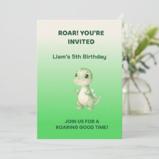 Cute Green Dinosaur Birthday Invitation | Personal 招待状