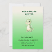 Cute Green Dinosaur Birthday Invitation | Personal 招待状 (裏面)