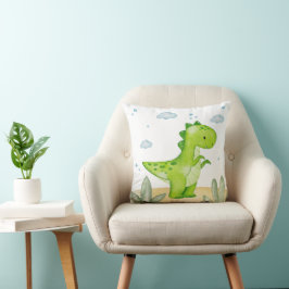 Cute Green Dinosaur Nursery Throw Pillow Baby Boy クッション