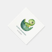 Cute Green Dinosaur Watercolor Kids Birthday Party スタンダードカクテルナプキン (角)